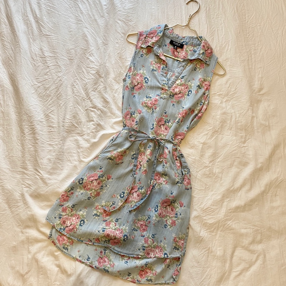 Allen B. Denim Floral Mini Dress